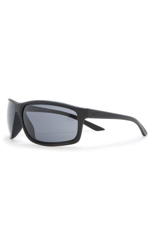 Nike Adrenaline 66mm Rectangular Sunglasses In Matte Black/black/dark Grey