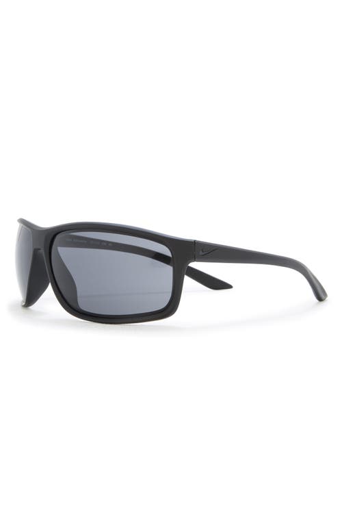 Shop Nike Adrenaline 66mm Rectangular Sunglasses In Matte Black/black/dark Grey