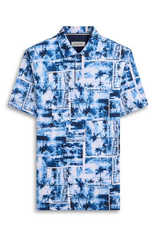 Shop Bugatchi Hendrix Digital Tropical Print Pima Cotton Polo In Classic Blue