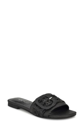 Shop Nine West Horaey Slide Sandal In Black Woven