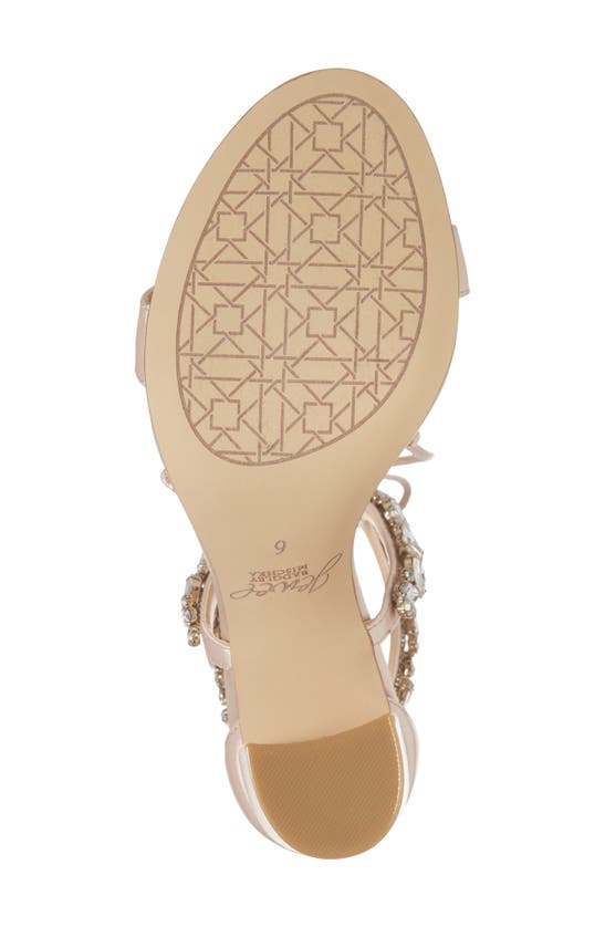 Jewel Badgley Mischka Women's Thamar Rhinestone Tie Detail Block Heel Evening Sandals In Champagne Satin