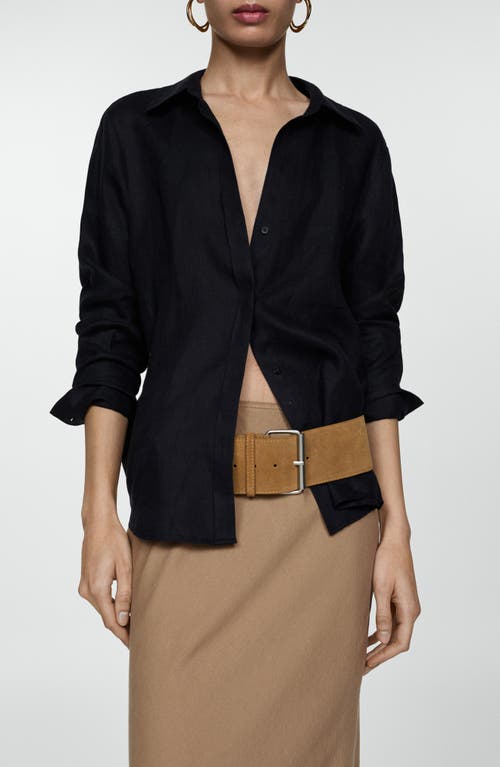 Mango Linen Blend Skirt In Medium Brown