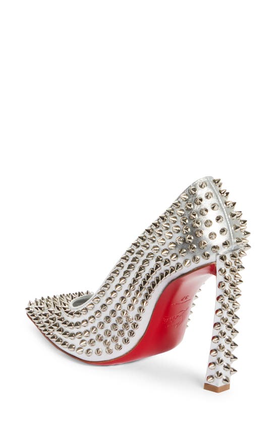 Shop Christian Louboutin Condora Spikes Pointed Toe Pump In Silver