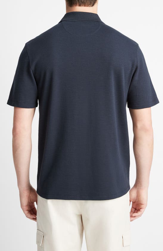 Shop Vince Variegated Jacquard Knit Short Sleeve Button-up Shirt In Coastal