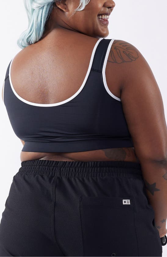 Tomboyx Straight Up Longline Bikini Top In Black Novelty