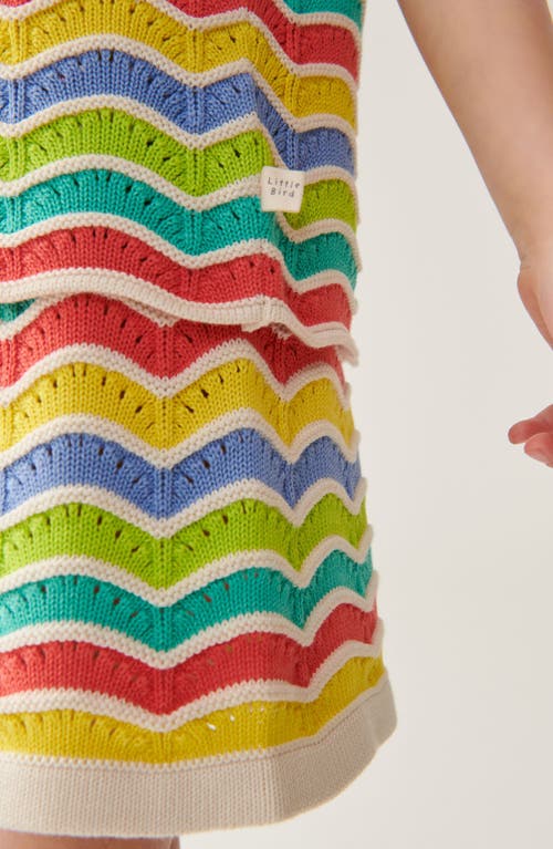 Little Bird Kids' Rainbow Stripe Cotton Knit Shirt & Shorts Set In Multi Wave