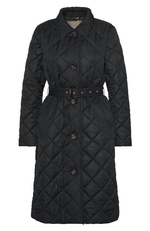 Shop Barbour Cordelia Quilted Longline Jacket In Black