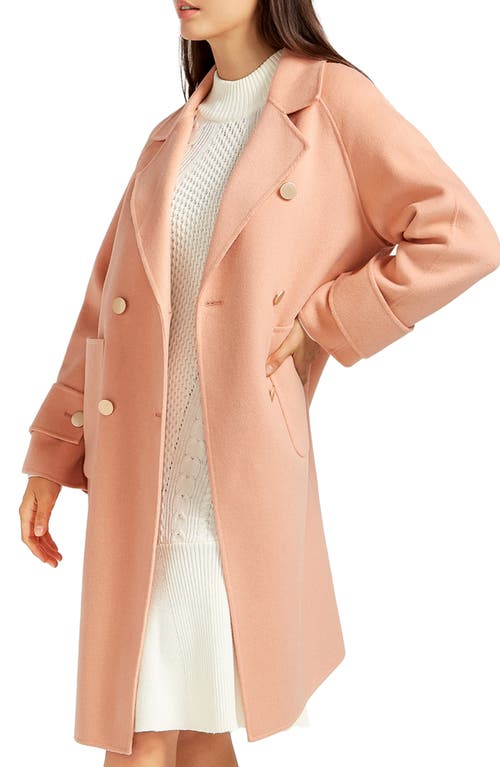 Shop Belle & Bloom Rumour Has It Oversize Double Breasted Wool Blend Coat In Peach Fizz