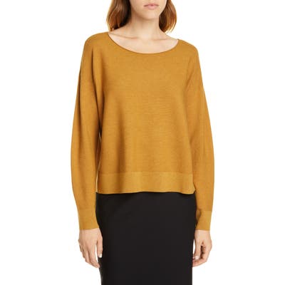 Eileen Fisher Ballet Neck Boxy Sweater, Yellow