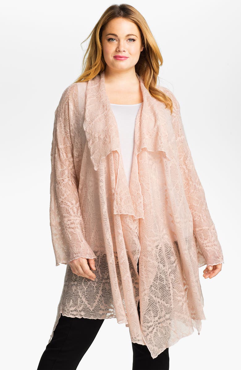 Out of Ashes Long Crochet Waterfall Cardigan (Plus) | Nordstrom