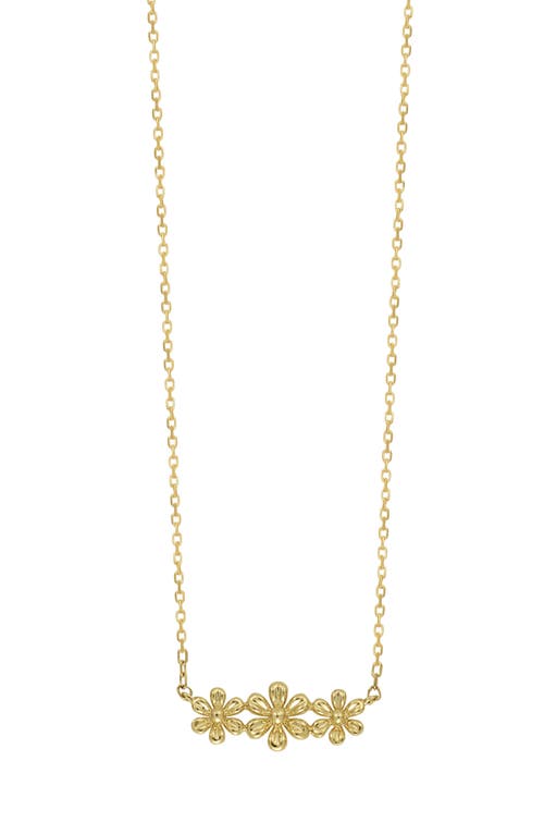 14K Gold Flower Bar Pendant Necklace in 14K Yellow Gold