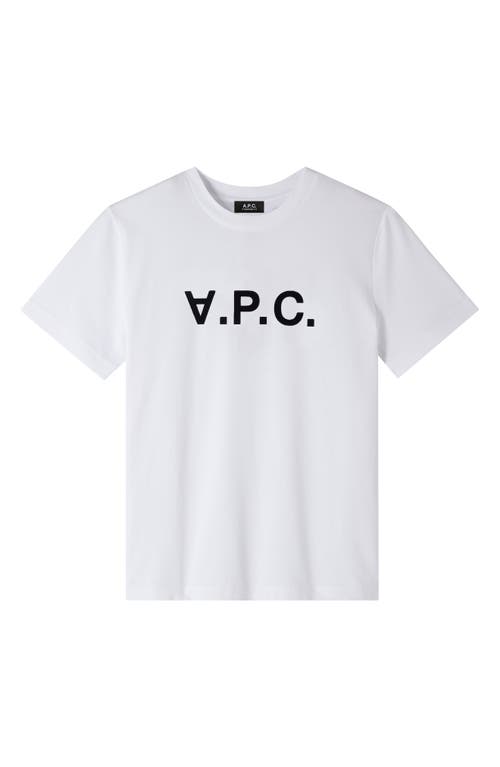 Shop Apc A.p.c. Grand V.p.c. Logo T-shirt In Tae Blanc/dark Navy