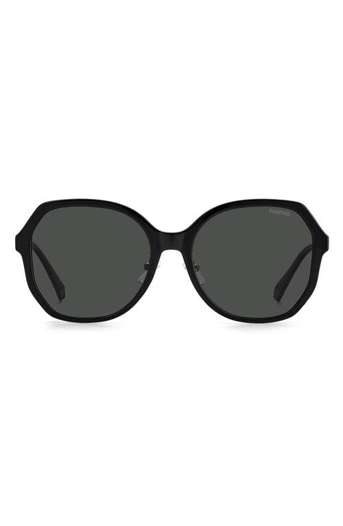 57mm Polarized Butterfly Sunglasses in Black /Gray Pz