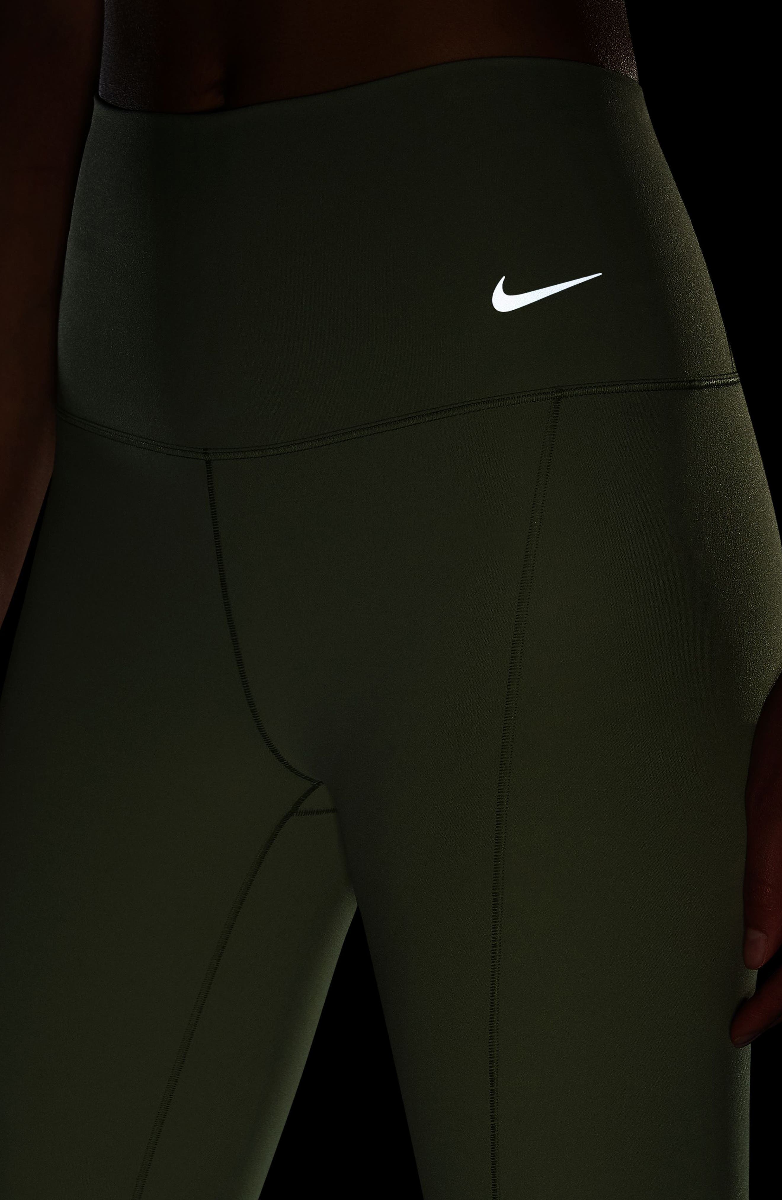 Nike Women's Zenvy Gentle Support High Waist 7/8 Leggings in Oil  Green/Black