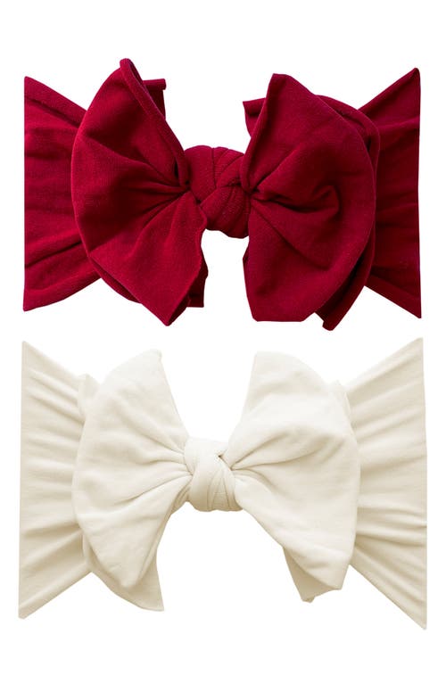 Shop Baby Bling 2-pack Fab-bow-lous Headbands In Ruby/ivory