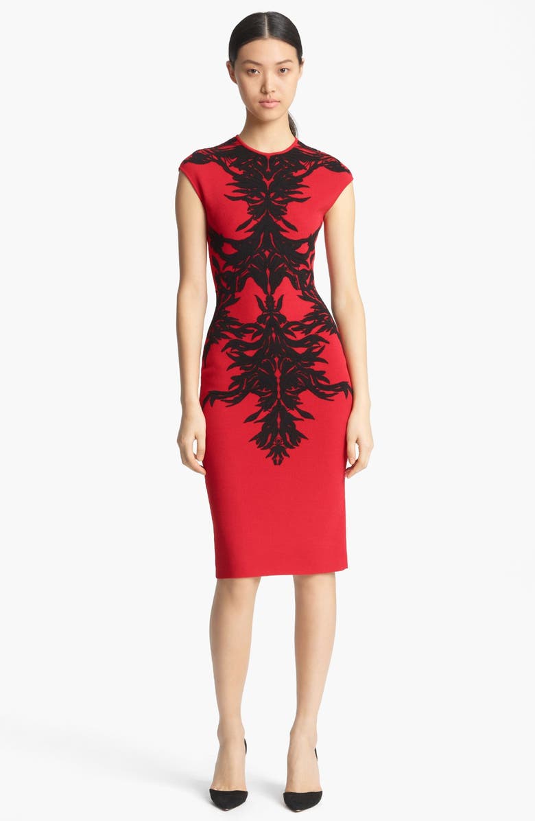 Alexander McQueen Spine Print Intarsia Knit Dress | Nordstrom