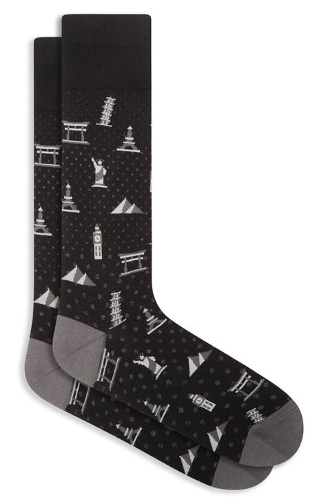 Monogram-motif socks in a mercerized cotton blend