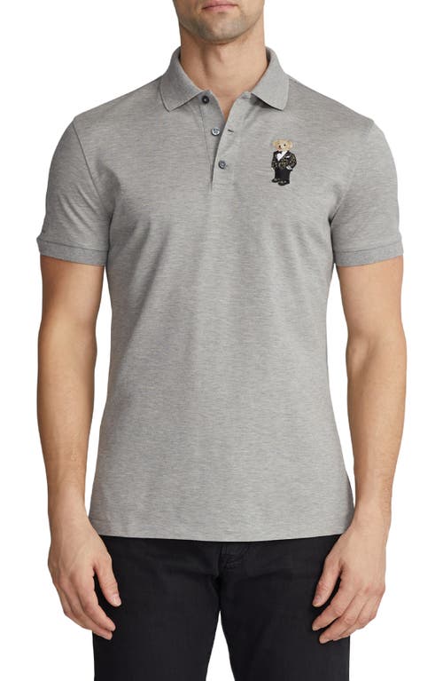 Ralph Lauren Purple Label Polo Bear Patch Cotton Piqué Polo in Classic Light Grey Heather at Nordstrom, Size Small