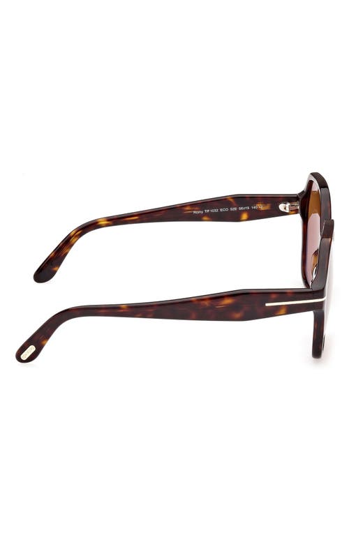 Shop Tom Ford Romy 56mm Polarized Geometric Sunglasses In Shiny Dark Havana/brown