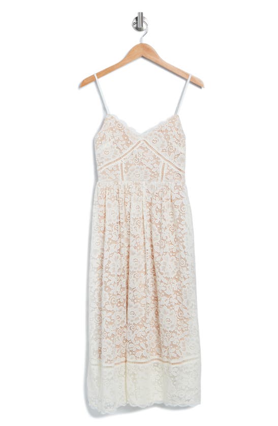 Nsr Crochet Stretch Lace Midi Dress In Ivory | ModeSens