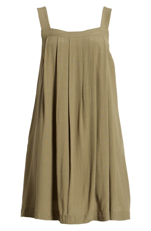 Shop Treasure & Bond Pleated Sleeveless Shift Minidress In Olive Kalamata