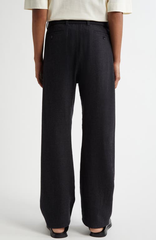 Shop Lemaire Twisted Seam Belted Virgin Wool Pants In Anthracite/grey