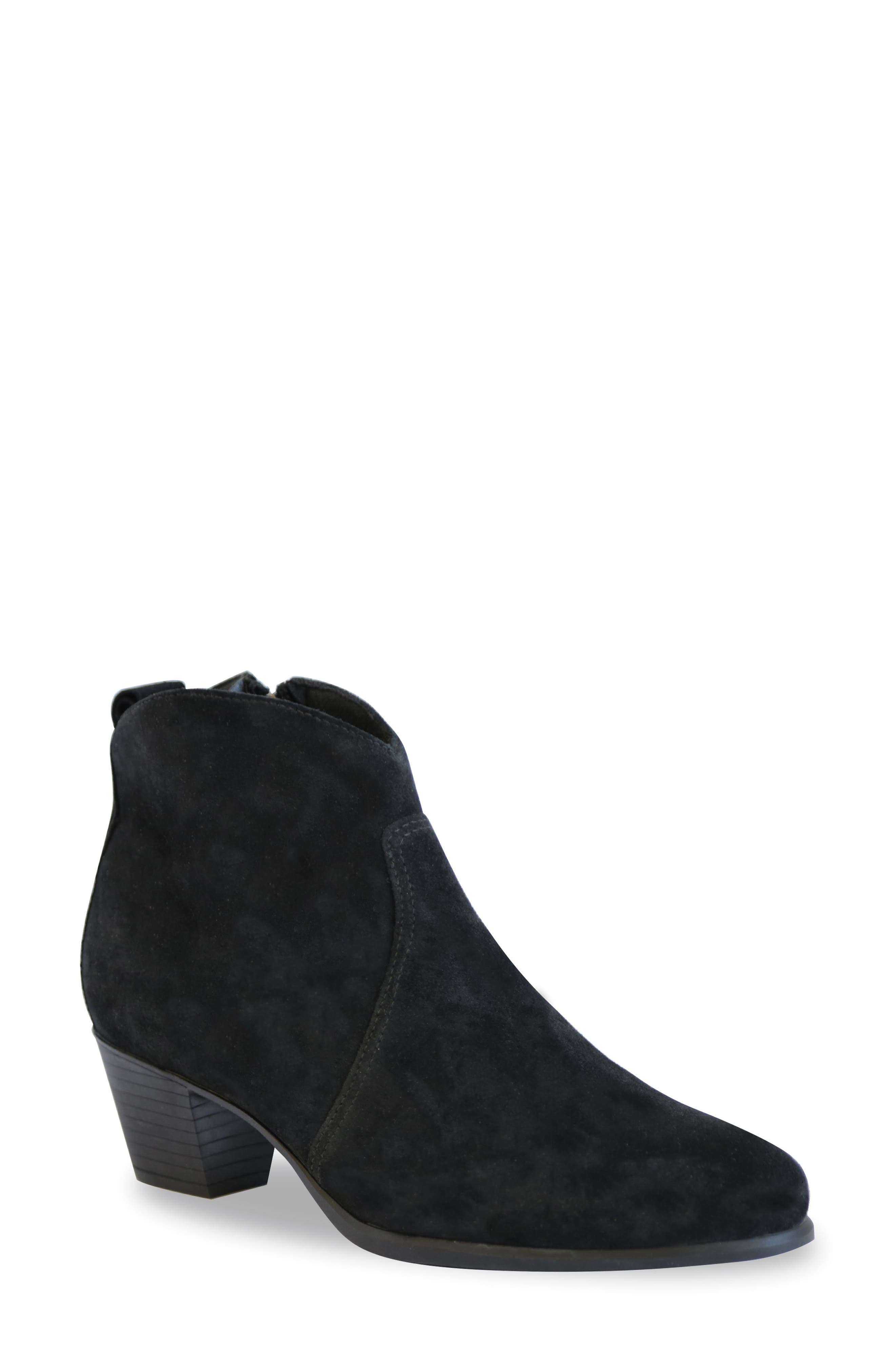 womens black suede bootie