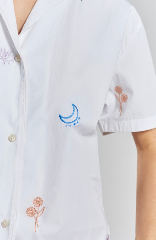 PEACHAUS PEACHAUS TELOPEA EMBROIDERED ETHICAL-COTTON PAJAMA SHIRT 