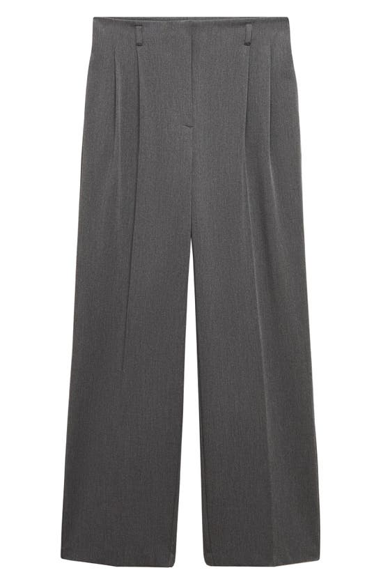 Mango Pleated Wide Leg Pants In Grey