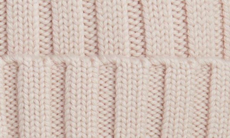 Moncler Light Pink Ribbed Wool Beanie With Logo In Pink