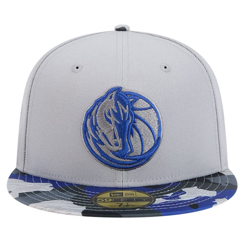 Shop New Era Gray Dallas Mavericks Active Color Camo Visor 59fifty Fitted Hat