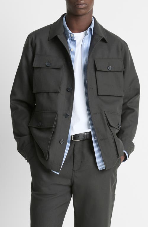 Vince Tropical Wool Field Jacket In Black