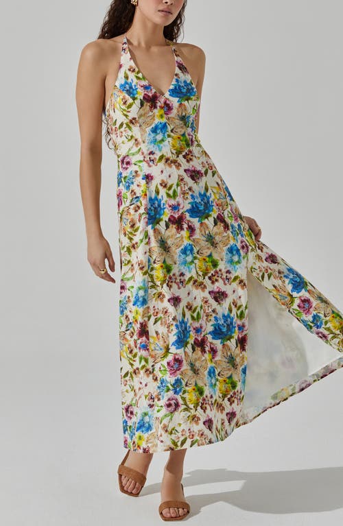 Shop Astr The Label Floral Print Halter Dress In Cream Multi Floral