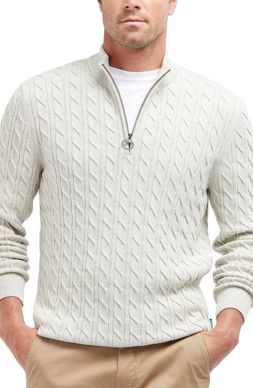 Barbour Cable Knit Half Zip Cotton Sweater Ecru Marl at Nordstrom,