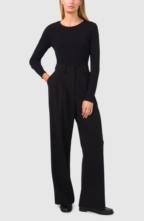 Halogenr Halogen(r) Crewneck Rib Top In Rich Black