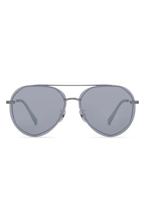 DIFF Lenox 62mm Oversize Aviator Sunglasses in Brushed Silver