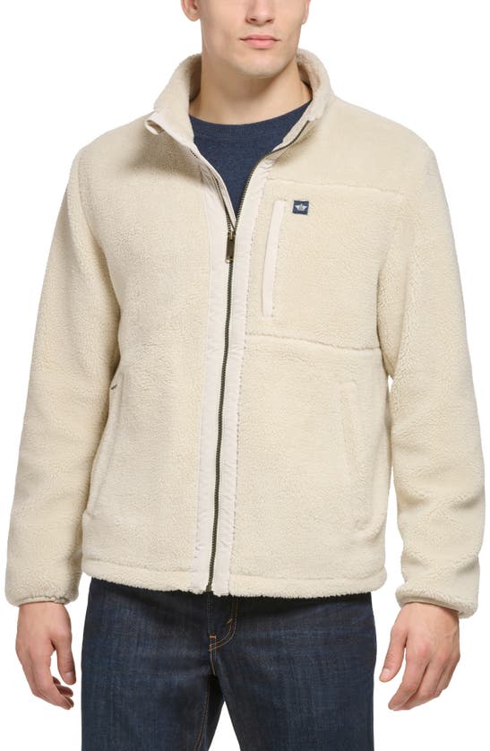 Shop Dockers ® Faux Shearling Zip Front Jacket In Khaki