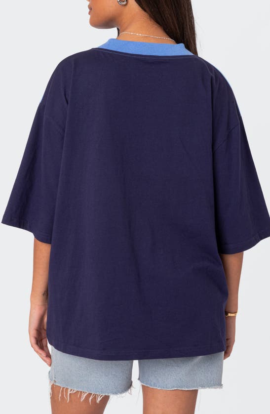 Edikted 76 Oversize Cotton Graphic T-shirt In Navy