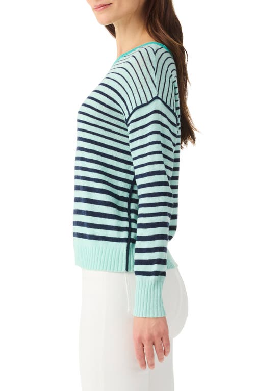 Shop Nic + Zoe Nic+zoe Supersoft Striped Up Sweater In Aqua Multi