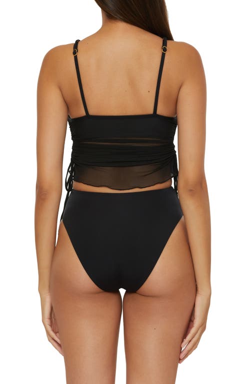 Shop Becca Muse Cinched Mesh One-piece Swimsuit In Black