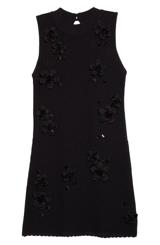 Shop Shushu-tong Shushu/tong Flower Embellished Sleeveless Sweater Dress In Black