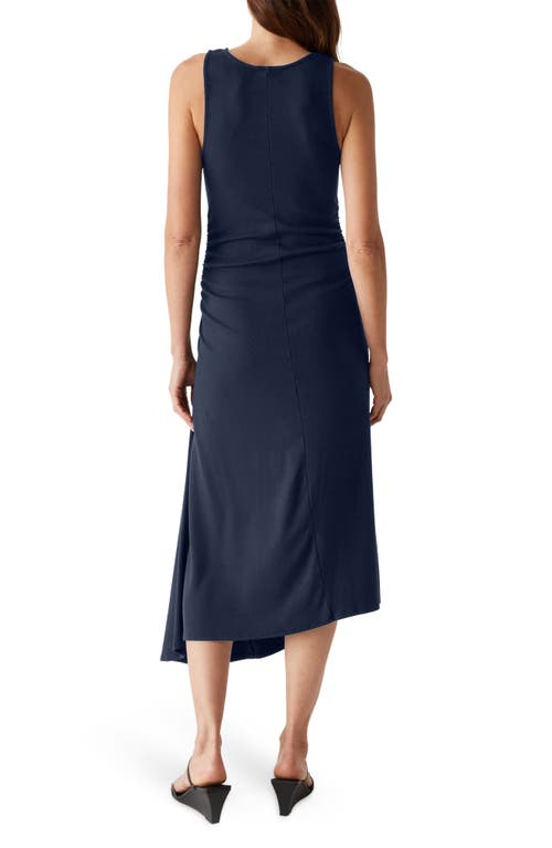 Shop Michael Stars Perez Asymmetric Sleeveless Midi Dress In Nocturnal