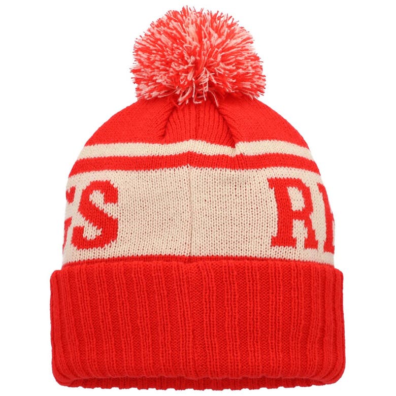 Shop American Needle Red/white Detroit Red Wings Pillow Line Cuffed Knit Hat With Pom