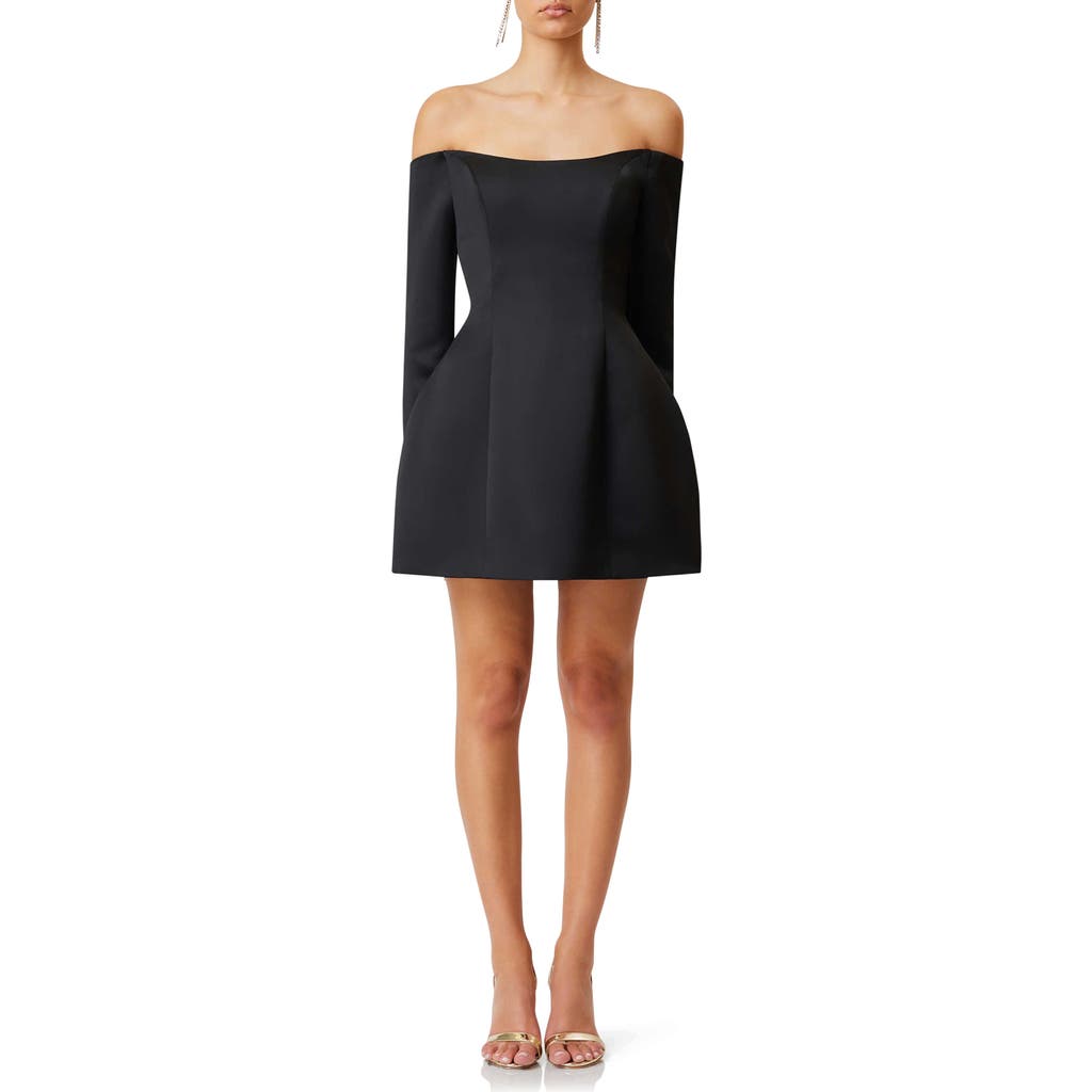 Elliatt Vida Off The Shoulder Long Sleeve Cocktail Minidress In Black