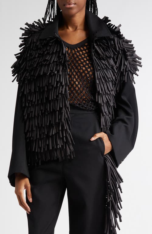 Diotima Penlyne Mixed Media Fringe Jacket in Black 