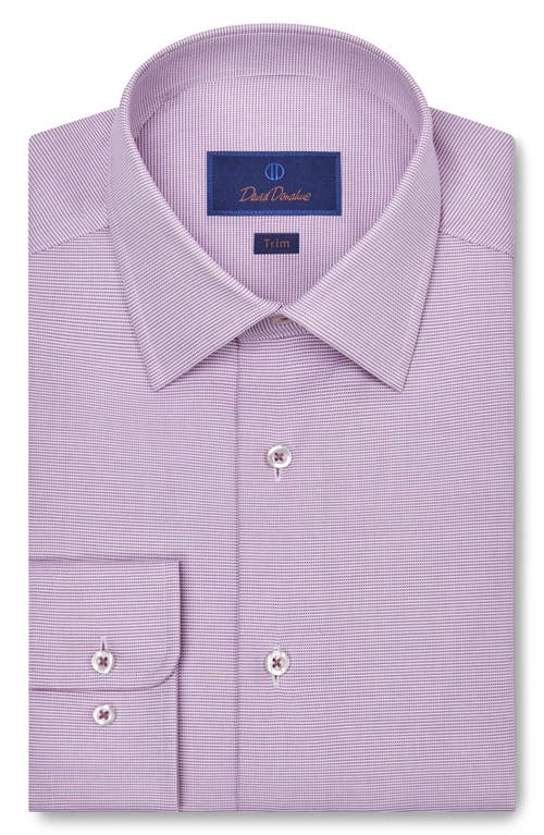 David Donahue Trim Fit Microdobby Dress Shirt Lilac at Nordstrom, 