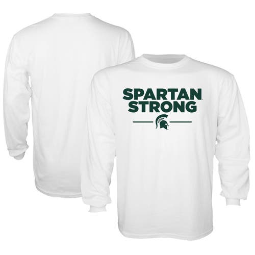 BLUE 84 Men's Blue84 White Michigan State Spartans Spartan Strong Long Sleeve T-Shirt