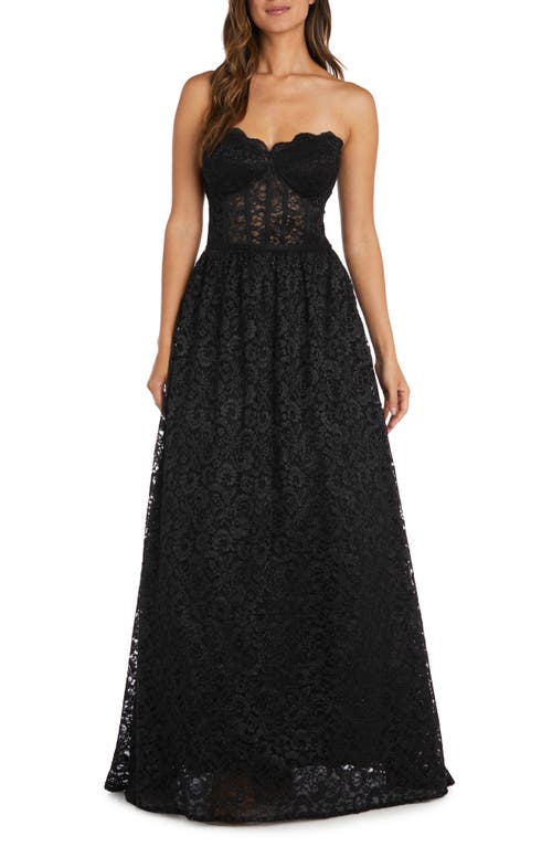 Sweetheart Neck Lace Corset Ballgown in Black
