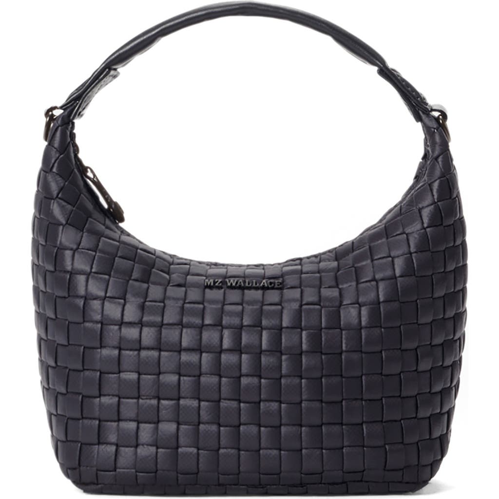 Mz Wallace Mini Woven Top Handle Hobo Bag In Black