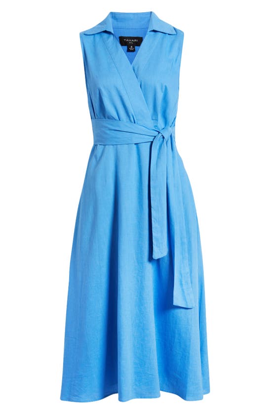 Shop Tahari Asl Sleeveless Midi Shirtdress In Summer Sky